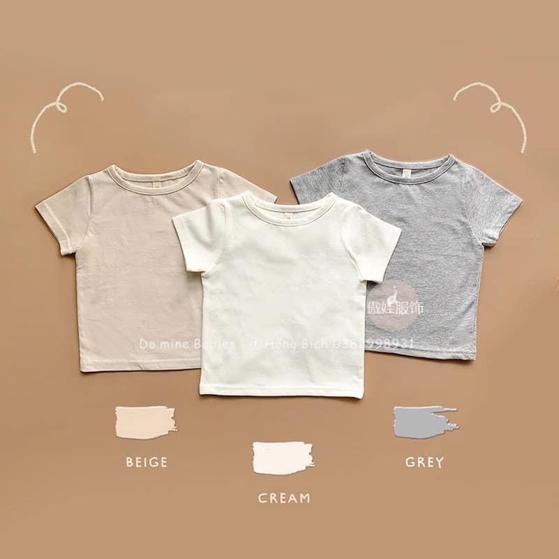 Áo cotton cộc tay mùa hè mẫu trơn co dãn cổ tròn cho bé gái bé trai em bé sơ sinh nặng từ 6-12kg