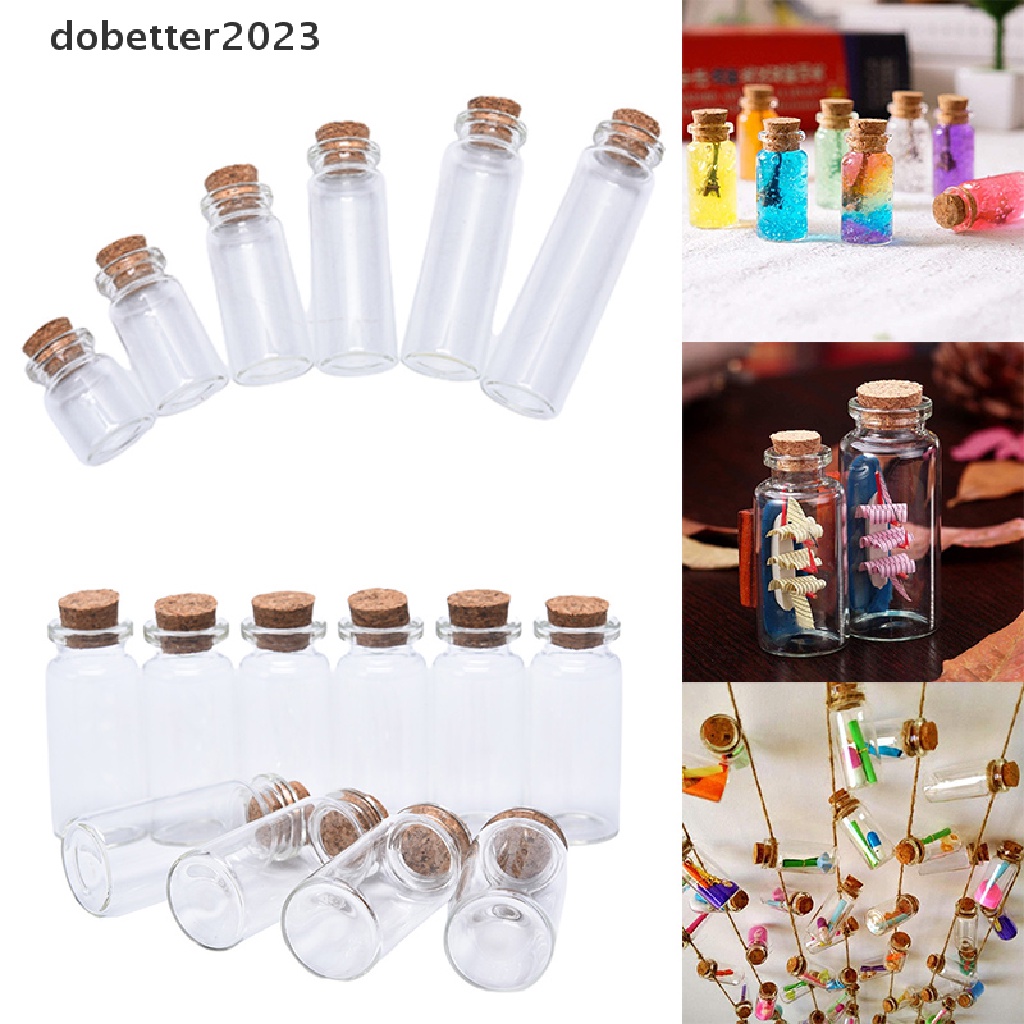 Set 10 Chai Thủy Tinh Mini Có Nút Bần Trong Suốt Trang Trí Đám Cưới