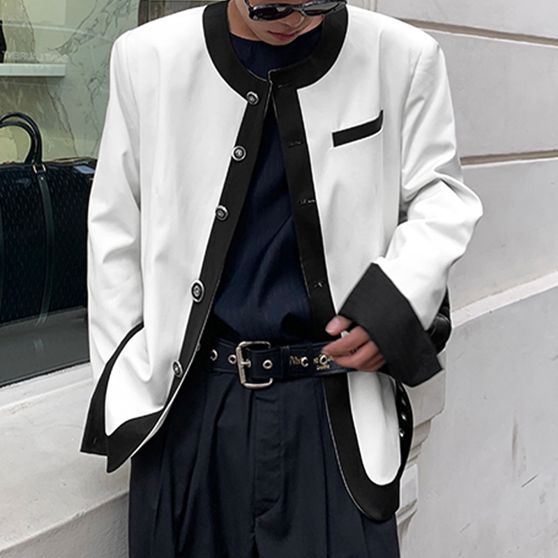 Áo khoác cardigan INCERUN dài tay phối màu tương phản thời trang cho nam