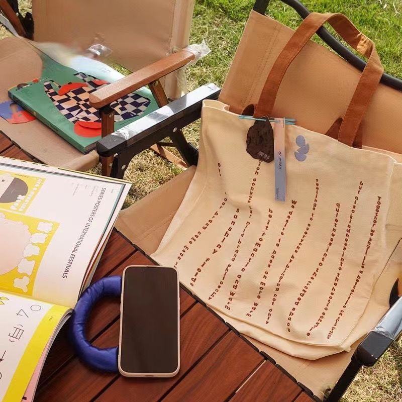 Túi Xách Canvas Cỡ Lớn In Chữ Thời Trang Cho Nữ