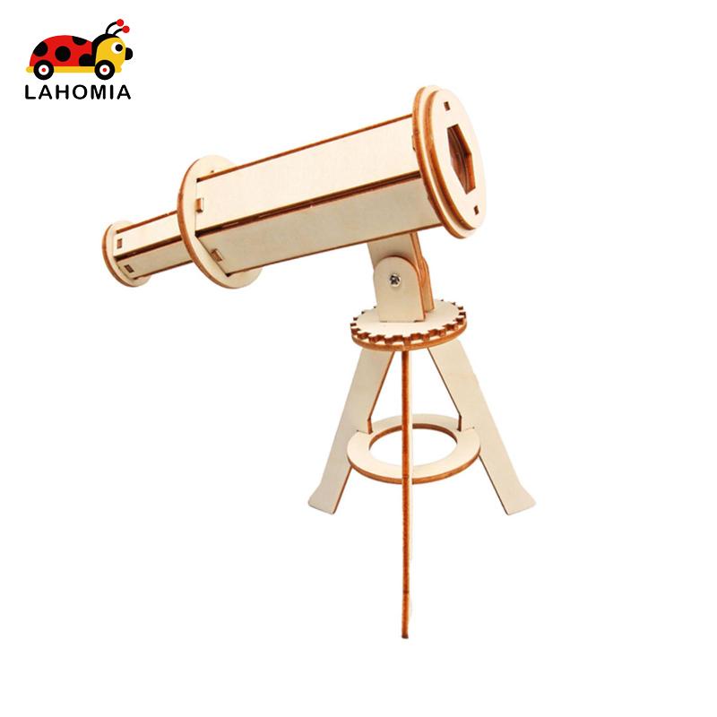 LAHOMIA Mô hình kính thiên văn DIY bằng gỗ 3D với giá đỡ ba chân đồ chơi giáo dục khoa học