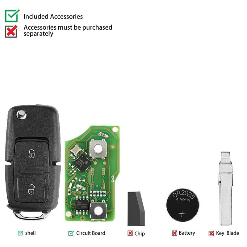 Chìa Khóa Điều Khiển Từ Xa 2 Nút Bấm Cho Xhorse Xb508En VW B5