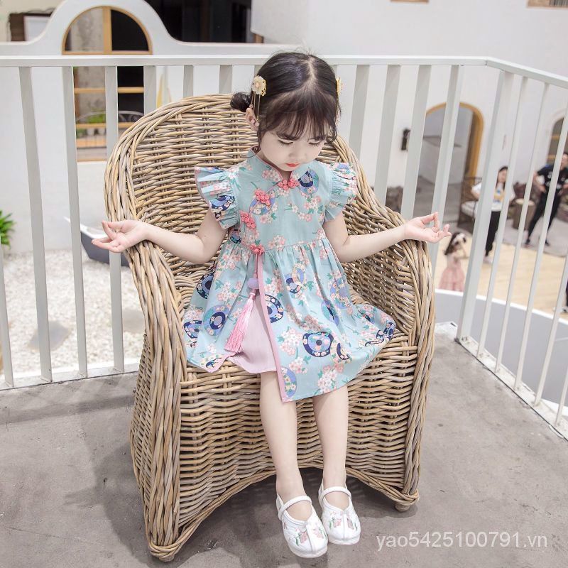 Đầm Sườn Xám Phong Cách Trung Hoa Thời Trang Mùa Hè 2023 Cho Bé Gái
