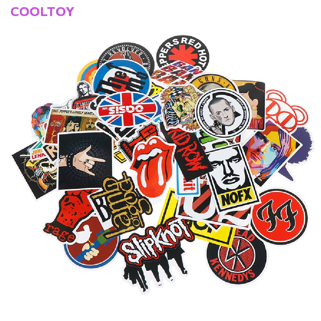 Cooltoy set 52 Sticker Ban Nhạc rock band Cổ Điển Cho Hành Lý Ván Trượt DIY ers