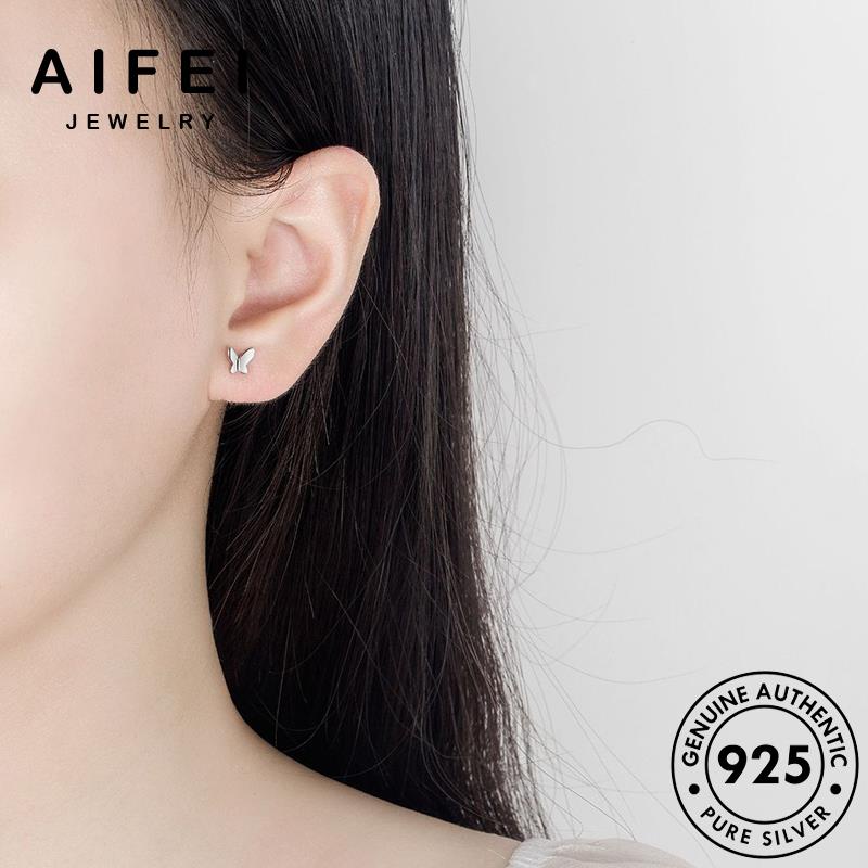 AIFEI JEWELRY nữ tai khuyên 925 tua giản thật xỏ Thời vành trang con quốc bông bạc thời tròn nguyên bướm kiện hàn sức phụ bản đơn E123