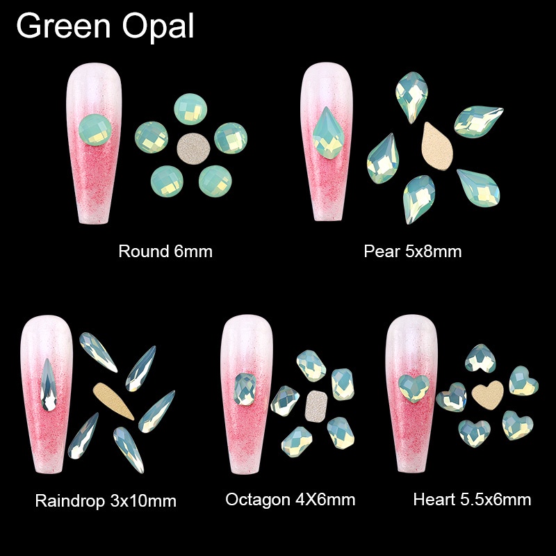 Set 20 Miếng Dán Trang Trí Móng Tay Nghệ Thuật Đính Đá Pha Lê Hồng / Xanh Dương / Trắng