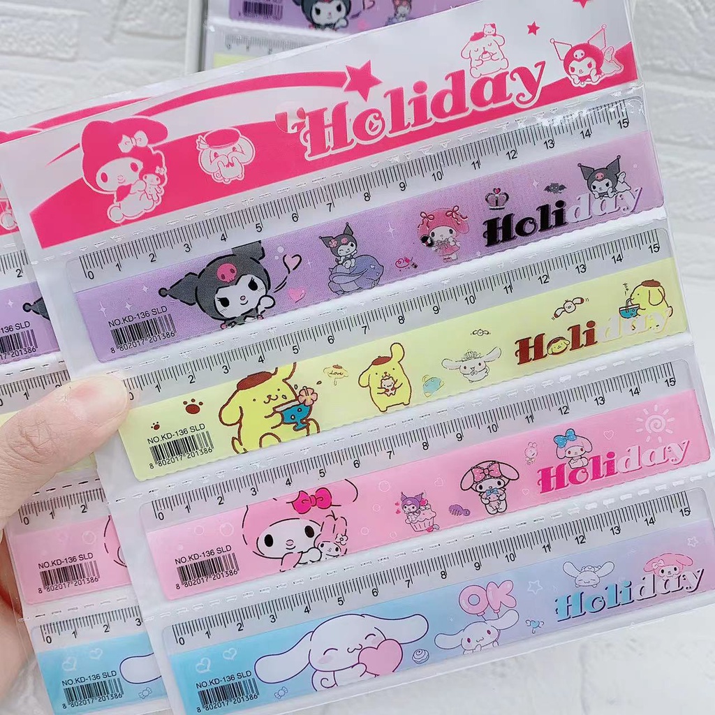 Sanrio Thước 15CM  Họa Tiết Hoạt Hình Kuromi Dễ Thương Cho Học Sinh