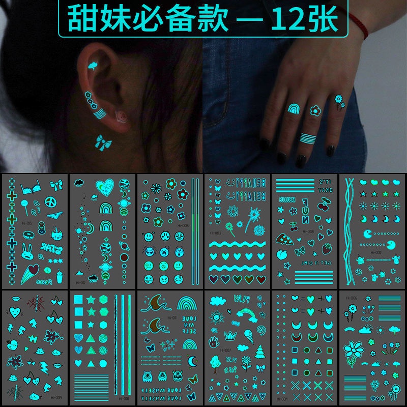 Hình Xăm Dán Phát Quang Dễ Thương Cá Tính Không Thấm Nước Có Thể Giặt Được Cho Học Sinh Nam Và Nữ