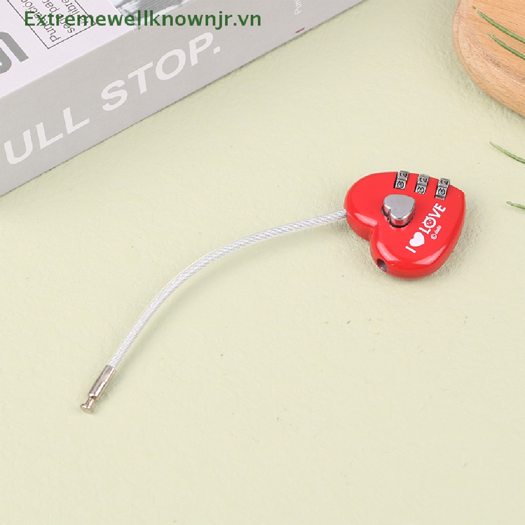 Ổ Khóa Dây Thừng 3 Bit Kỹ Thuật Số Kèm Chìa Khóa Trái Tim Tiện Dụng Mang Theo Du Lịch