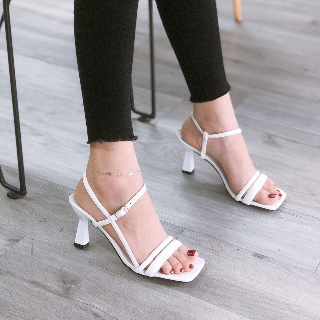 Sandal cao gót nữ 6 phân quai mảnh gót nhọn chắc chắn Giày Bánh Bèo mã Sandal13
