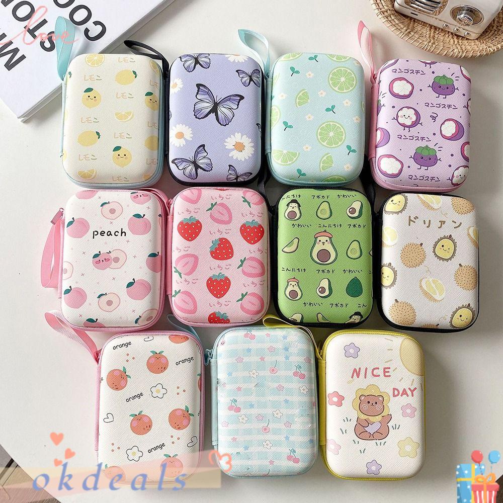 Túi Đựng Dây Cáp Dữ Liệu / Tai Nghe / Thẻ Họa Tiết Trái Cây Hoạt Hình Cho Nữ