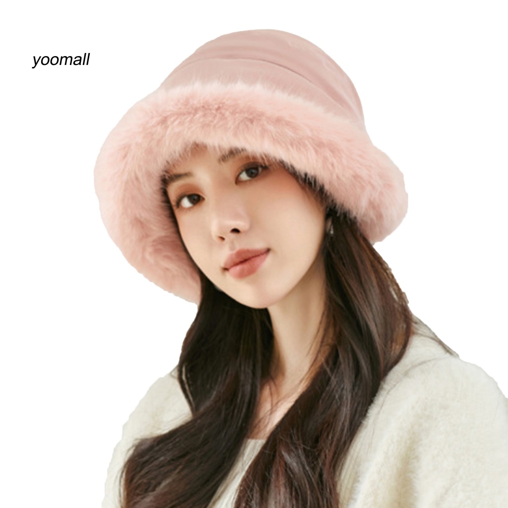 Mũ Trùm Đầu Mùa Đông Mềm Mại Phủ Lông Dày Dặn Màu Trơn Bảo Vệ Tai Chống Lạnh Trang Trí Cho Nữ