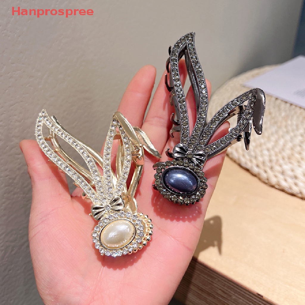 Kẹp Tóc Hình Tai Thỏ Đính Pha Lê Thanh Lịch Cho Nữ