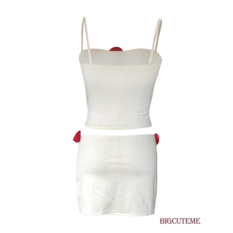 Bộ Trang Phục 2 Mảnh Gồm Áo Croptop Trễ Vai Không Tay In Hoa + Chân Váy Quấn Thời Trang Nữ