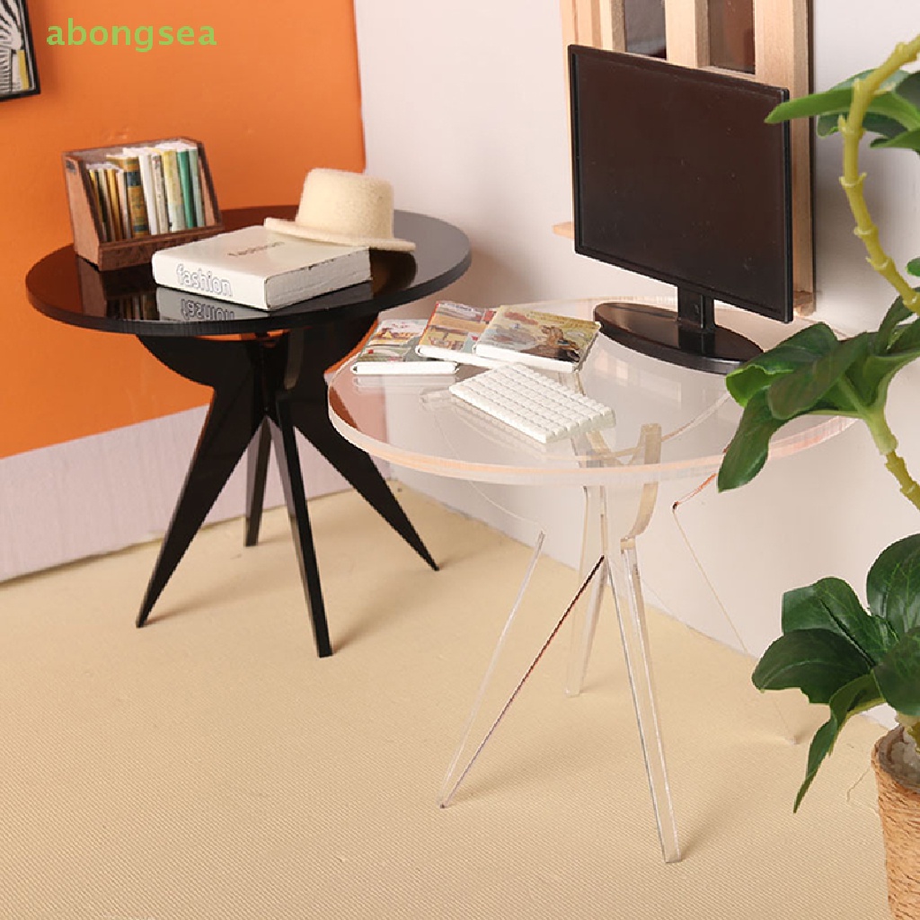 Bàn Trà / Cà Phê Hình Tròn Trang Trí Nhà Búp Bê Tỉ Lệ 1: 12