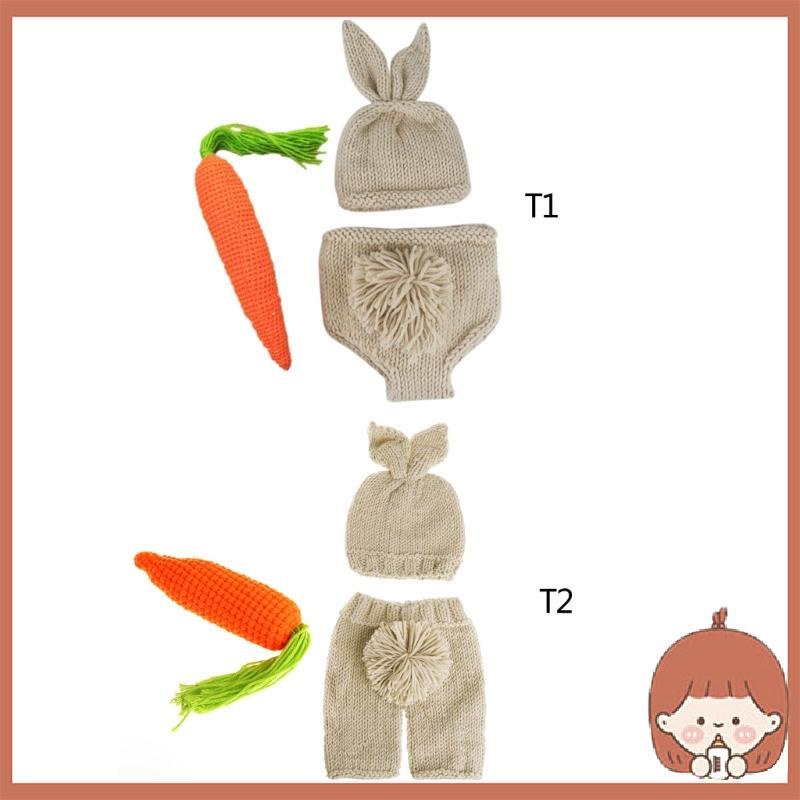 Bộ Trang Phục Chụp Ảnh Gồm Quần Dài Và Nón Tai Thỏ Bằng Vải Silin Dành Cho Bé
