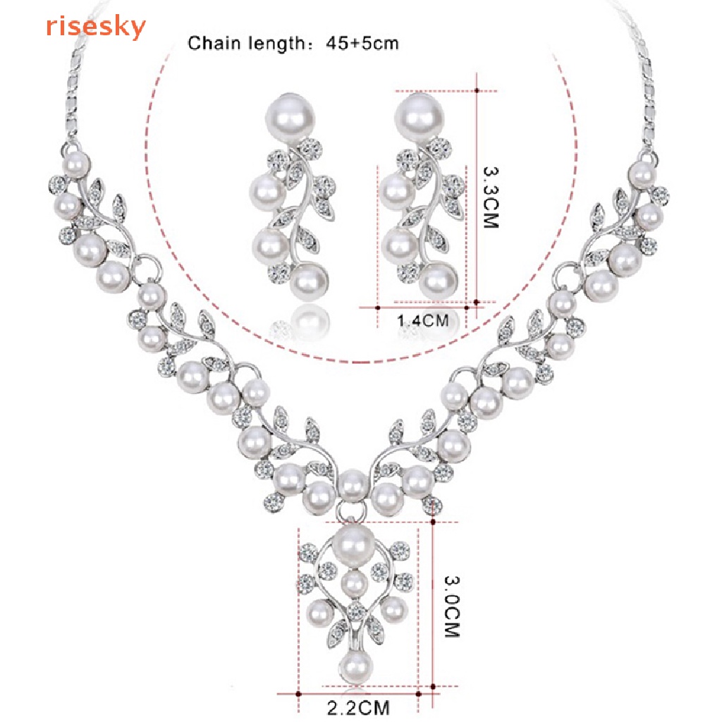 Bộ Vòng cổ + Bông Tai Ngắn Đính Ngọc Trai Nhân Tạo Thời Trang