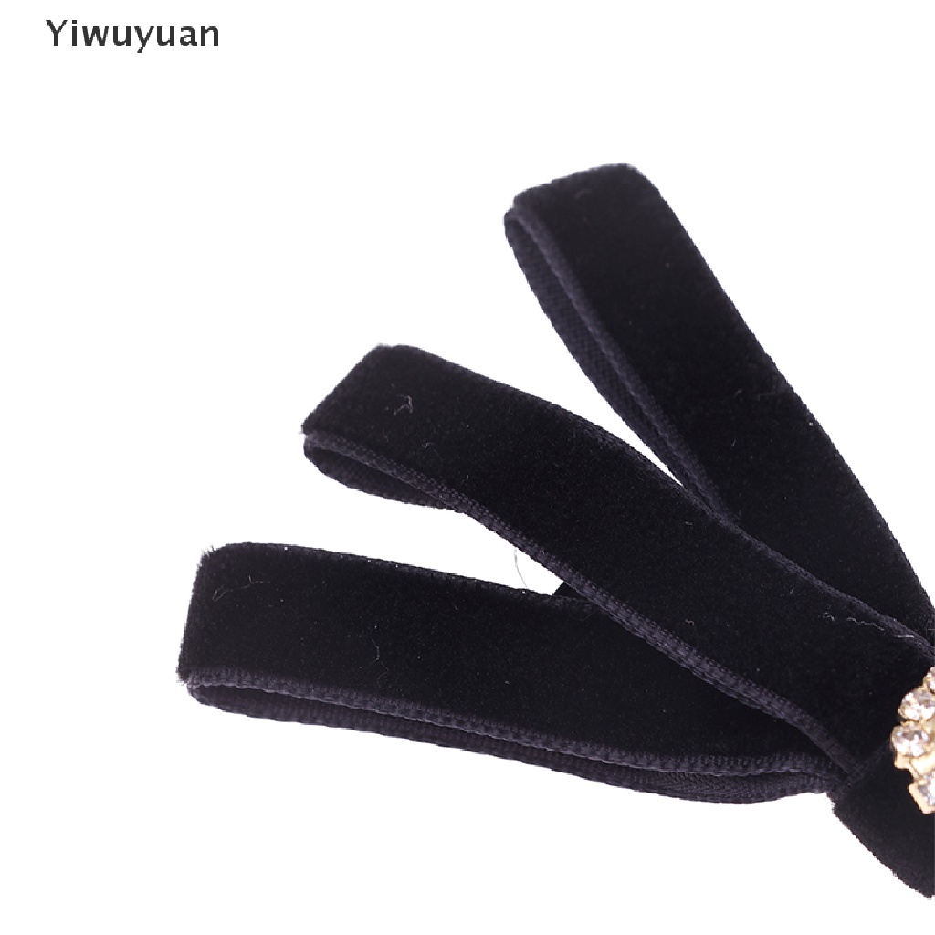 1 Kẹp Tóc Nơ Đen Đính Đá Thời Trang