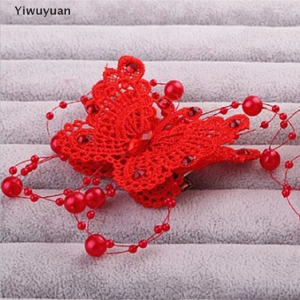 1 Kẹp Tóc Hình Bướm Đính Ngọc Trai Giả Thời Trang Cho Cô Dâu