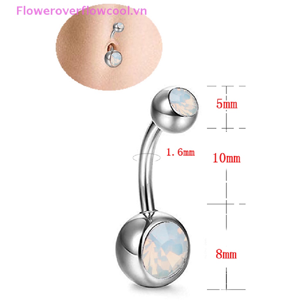 Khuyên Rốn Đính Đá Opal Lửa Trắng COOLLADY Hot!