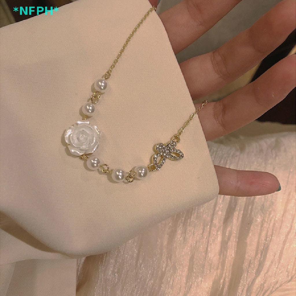 1 Cặp Vòng cổ Ngọc Trai Mặt Hình Hoa Bướm Thời Trang Cho Nữ Mới