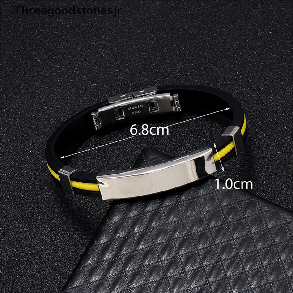 Vòng Tay Silicone Unisex Phối Thép Titan Thanh Lịch JR