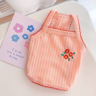 Áo Ba Lỗ Thêu Hoa Cho Thú Cưng