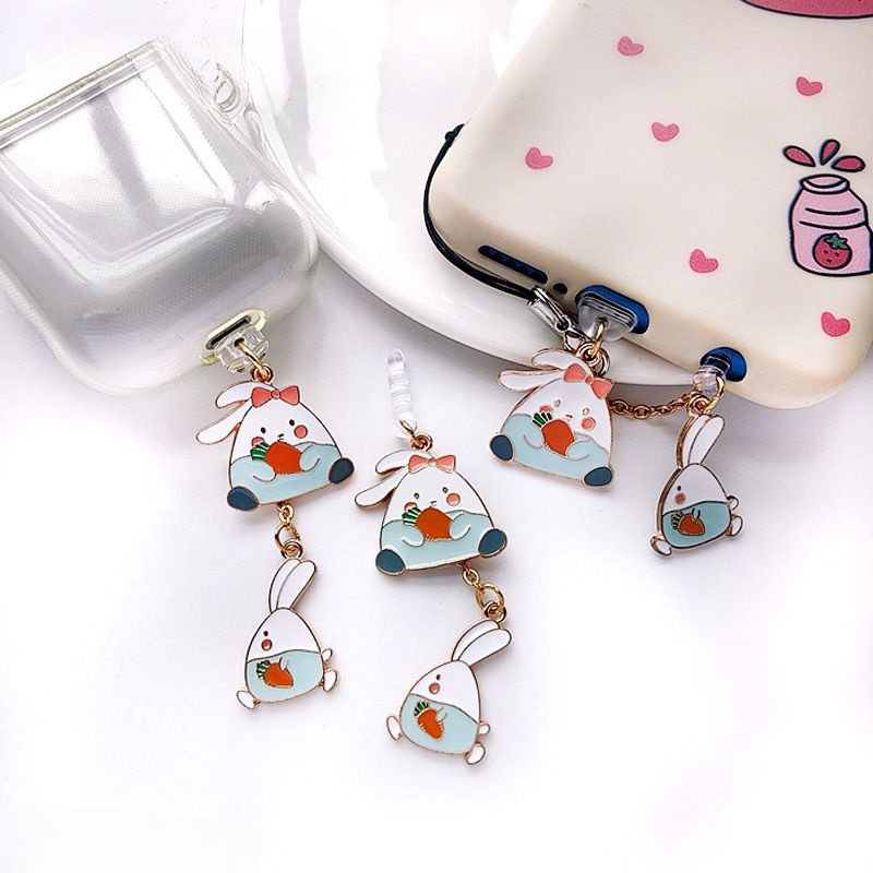 Nút Cắm Chống Bụi Cho Cổng Sạc Điện Thoại Di Động diy Hình Thỏ Hoạt Hình Dễ Thương