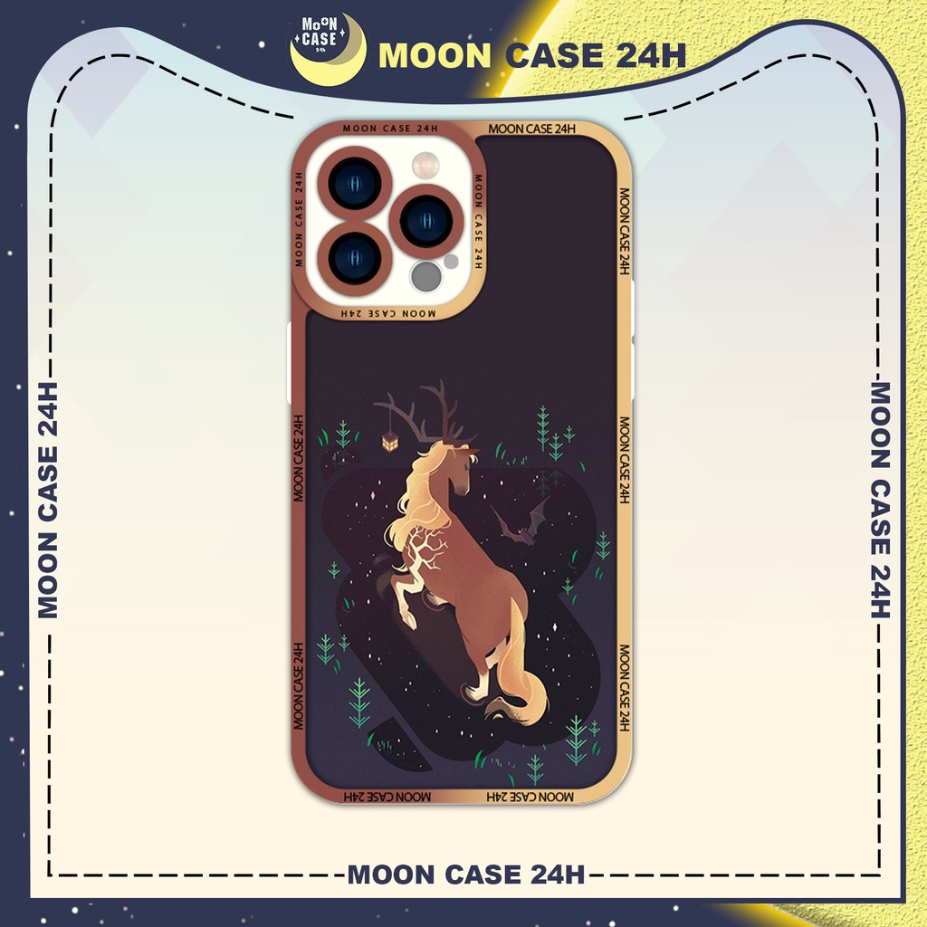 Ốp lưng iphone MOON CASE 24H Hình Ngựa Sừng Hươu ip 8/x/xs/xsmax/11/12/13/14pro/plus/promax
