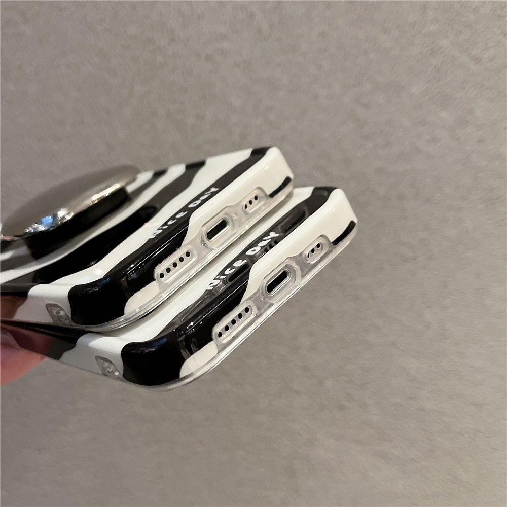 Ốp Điện Thoại Silicone Mềm Họa Tiết Sọc Ngựa Vằn Với Giá Đỡ Kim Loại Cho IPhone 11 14 Pro Max 12 Pro Max 13 Pro Max
