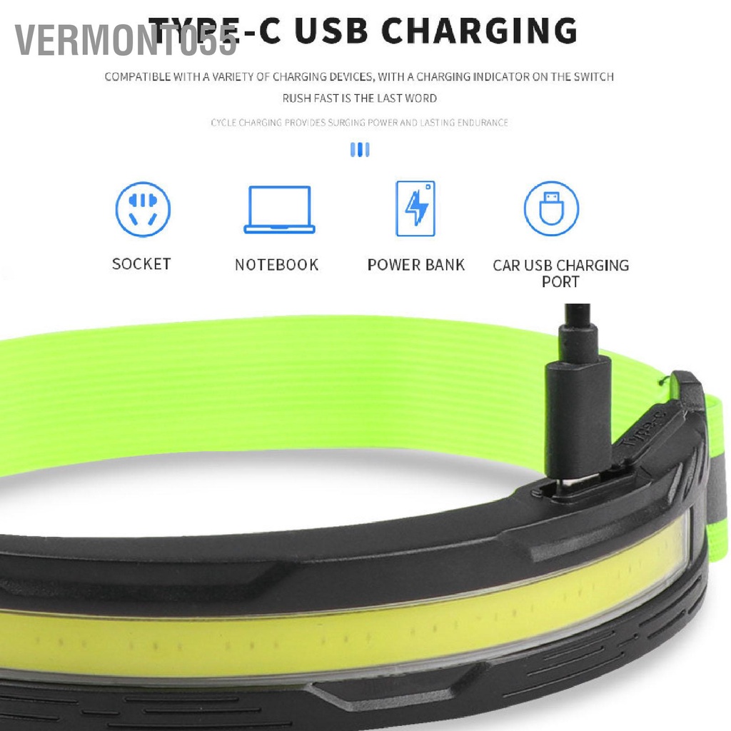 Vermont055 Đèn Đội Đầu COB Chuyên Nghiệp Độ Sáng Cao 4 Chế Chiếu IPX4 Chống Nước Có Thể Điều Chỉnh Pha Sạc Cho Ngoài Trời