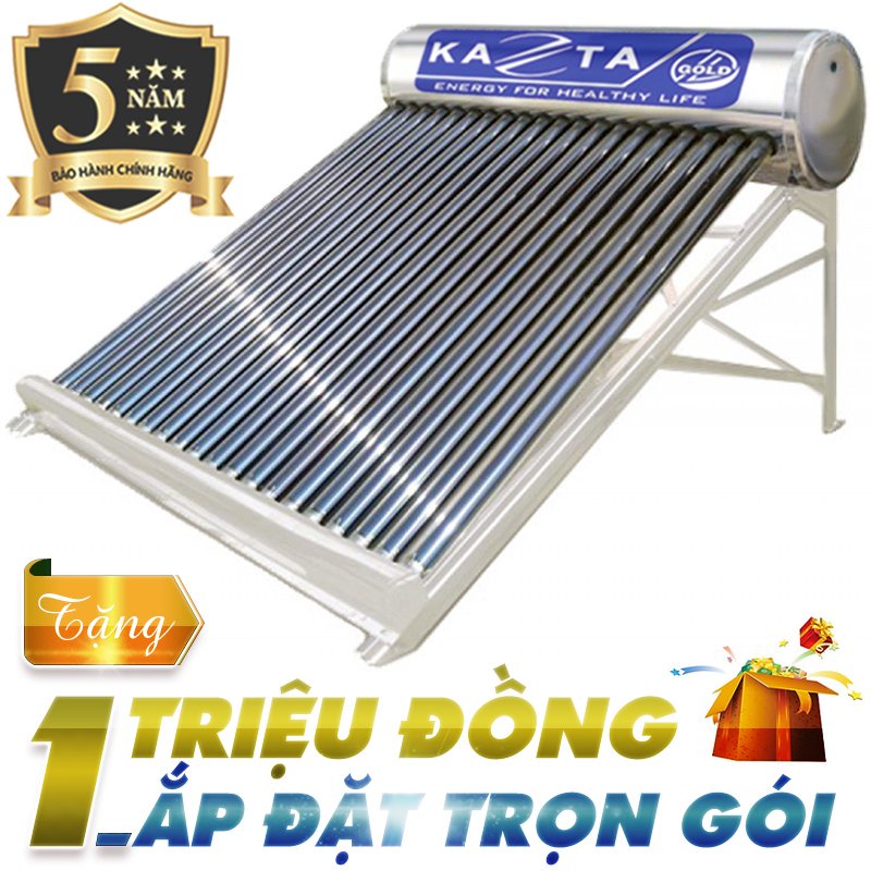 Máy Nước Nóng Năng Lượng Mặt Trời KAZTA Gold Inox SUS 304 Dung tích 120L, 150L, 180L, 200L, 250L, 300L