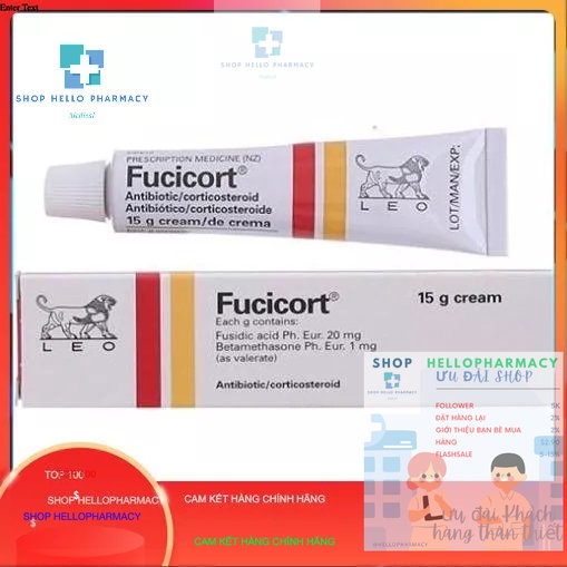 Kem bôi da Fucicort/Fucidin/Fucidin H 15g bôi ngứa da