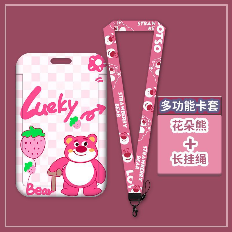 Vỏ Bọc Thẻ Hình Gấu Dâu Tây Hoạt Hình