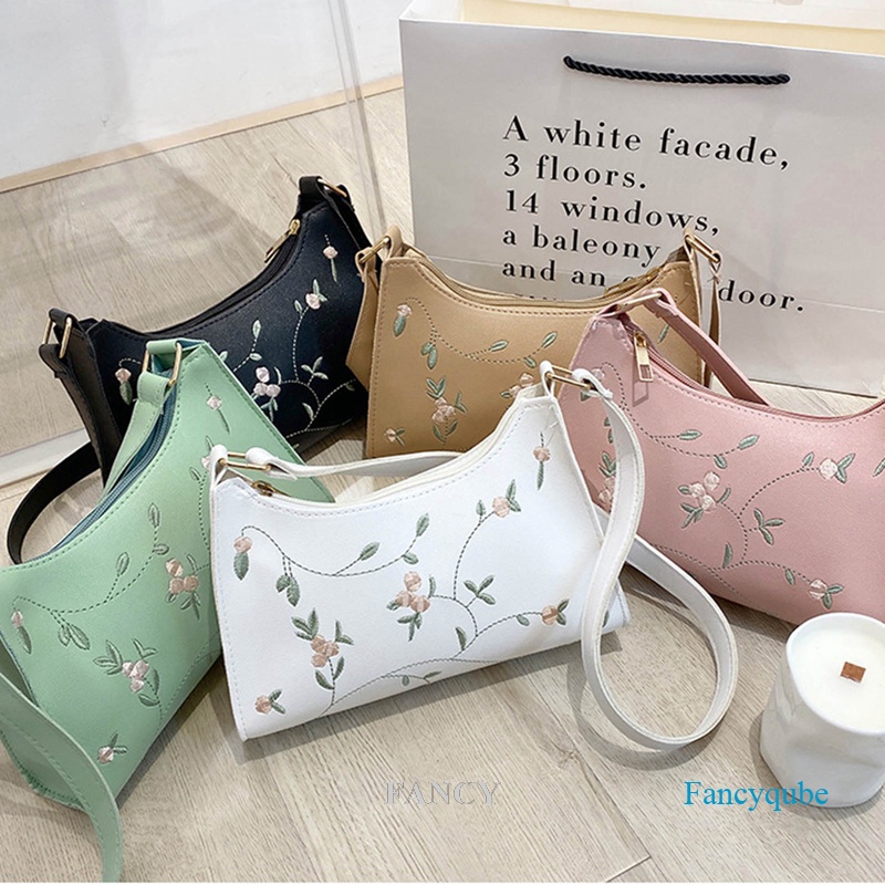 Túi Xách Da PU Mềm Phối Ren Hoa Thời Trang Cho Nữ