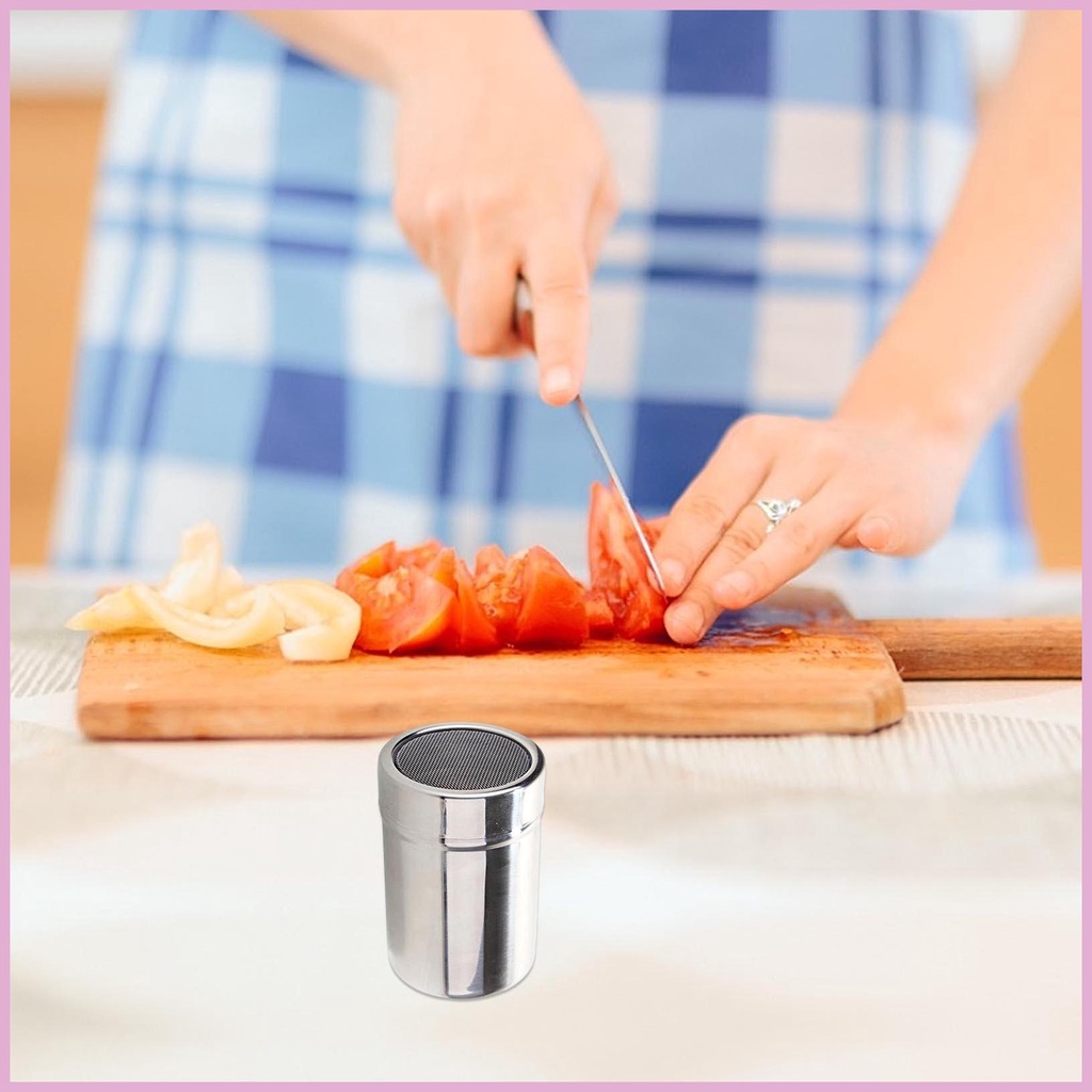 Bình Lắc Bột Bằng Thép Không Gỉ Có Nắp Đậy Tiện Dụng