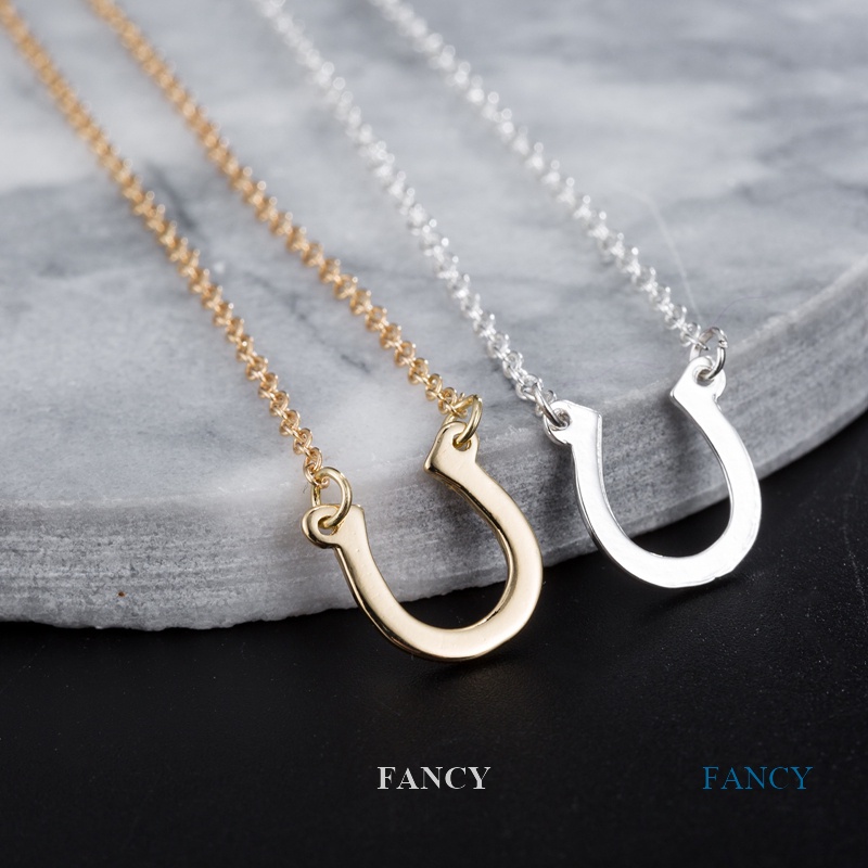 Vòng cổ Bạc 925 Mặt Hình Móng Ngựa Đơn Giản Thanh Lịch Cho Nữ