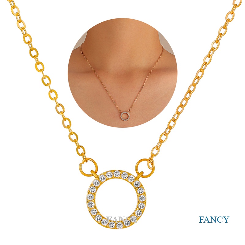 Vòng cổ Mặt Tròn Nhỏ Đính Đá Zircon Đơn Giản Sang Trọng Cho Nữ