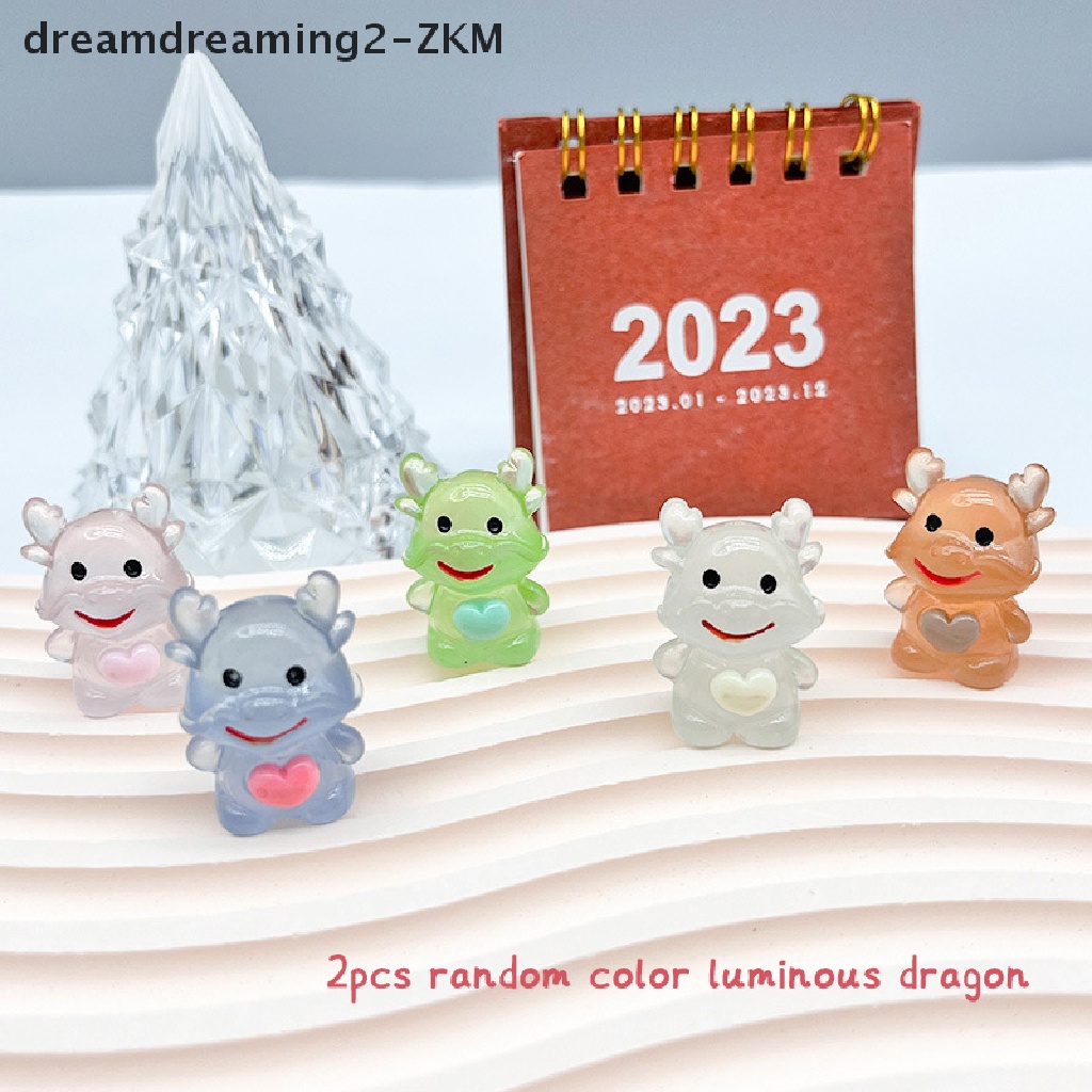 [Dreaming] Bộ 2 Tượng Rồng Dạ Quang Mini Bằng Nhựa Resin Dễ Thương Trang Trí Xe Hơi [zkm]