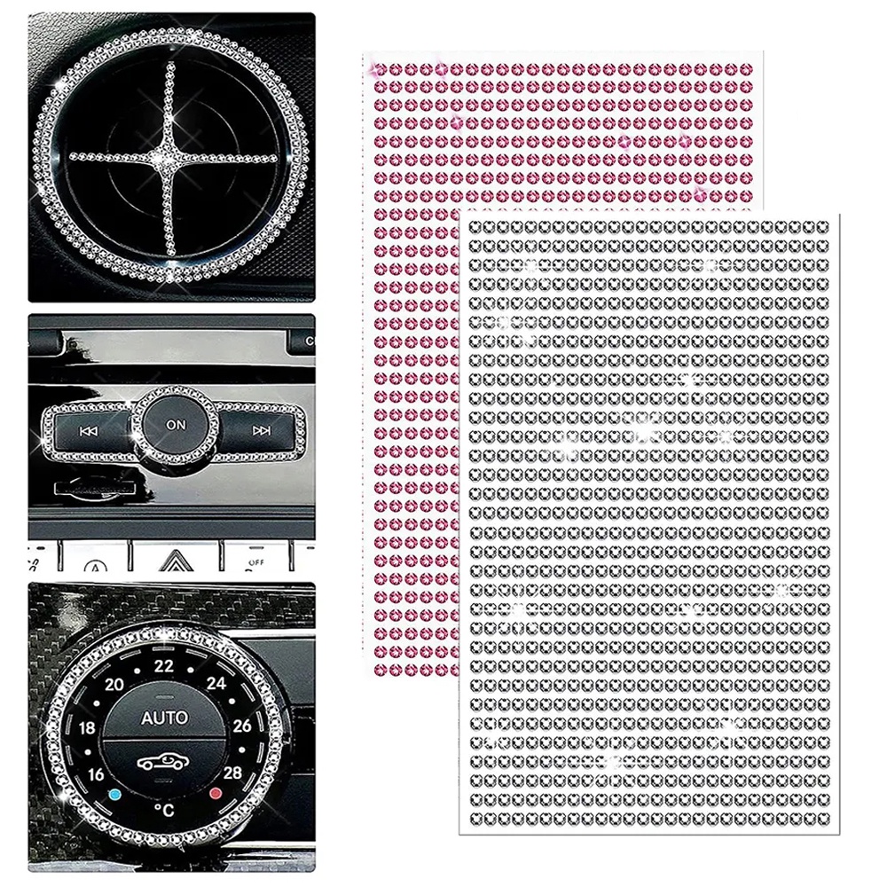 [Đặc trưng] [Featured] Miếng Dán Đính Kim Cương Pha Lê Lấp Lánh Trang Trí Vô Lăng Xe Hơi / Điện Thoại / Máy Ảnh Tự Dính