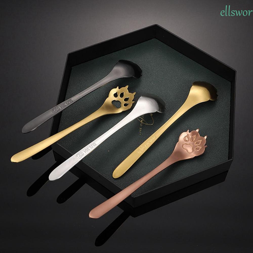 Muỗng Cà Phê Bằng Thép Không Gỉ Hình Dấu Chân Chó Mèo Dễ Thương