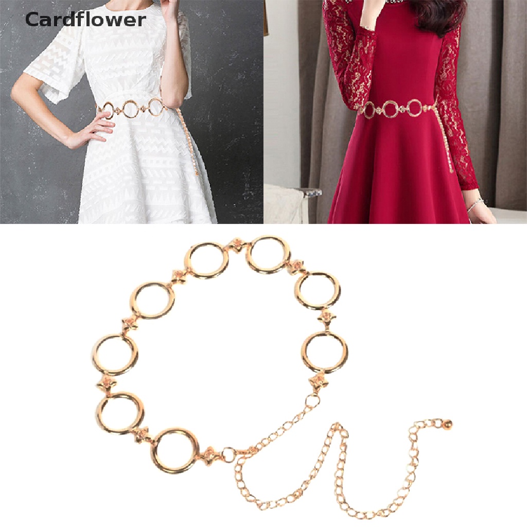 < Cardflower > Thắt Lưng Dây Xích Bằng Kim Loại Vàng Thời Trang Tiệc Cưới Dành Cho Nữ