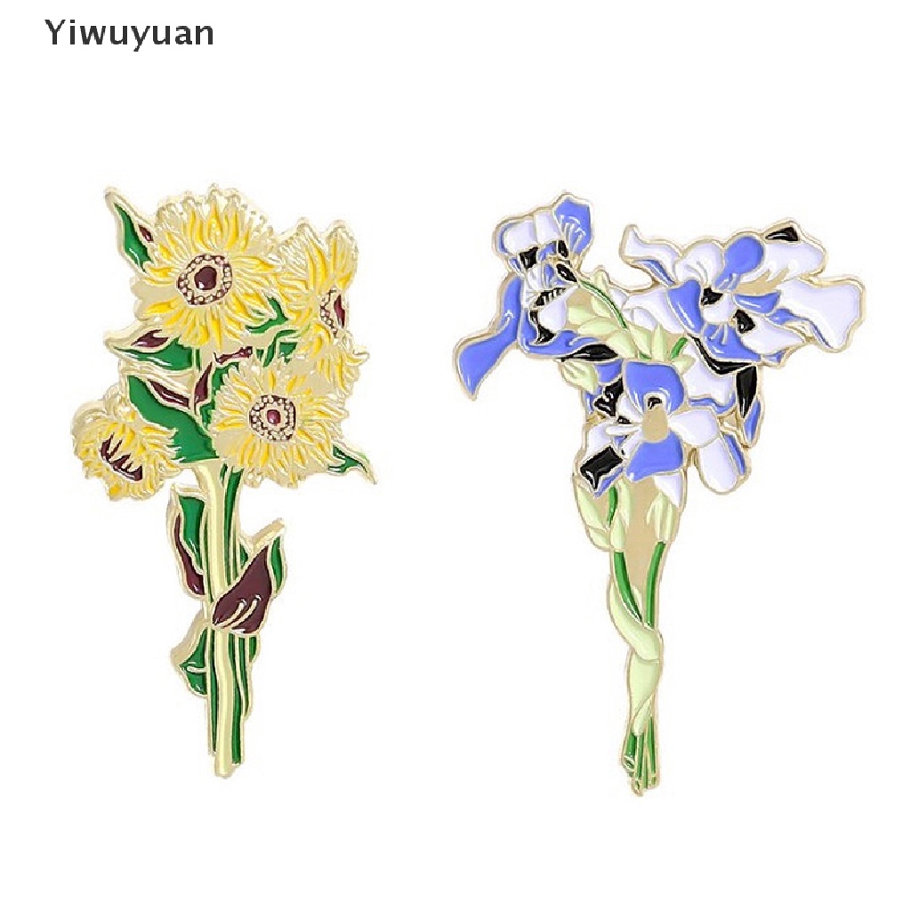 < Yiwuyuan > Ghim Cài Áo Kim Loại Tráng Men Hình Hoa Hướng Dương Van Gogh Iris Cho Nữ
