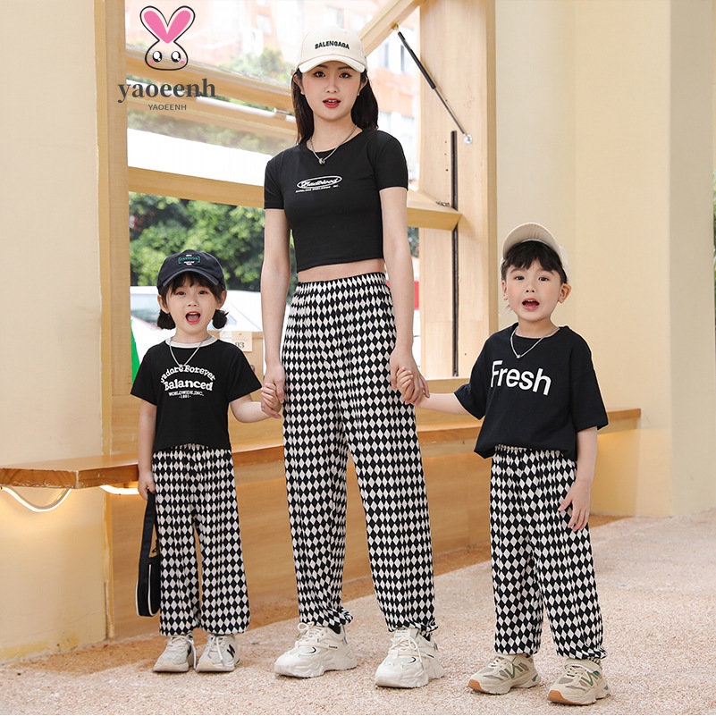 【YAOEENH】Quần Dài Lưng Thun Ống Rộng Họa Tiết Kẻ Sọc Chống Muỗi Size 90Xl Thời Trang Cho Mẹ Và Bé