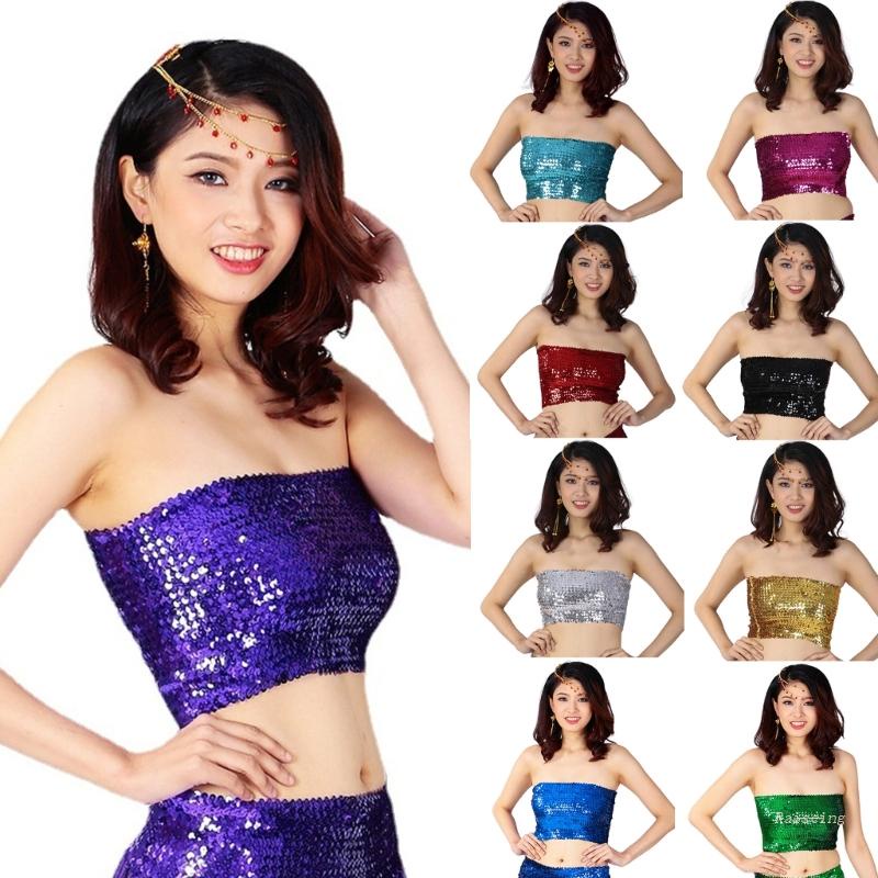 Áo Ngực Dạng Ống Co Giãn Không Dây Đính Kim Sa Lấp Lánh Gợi Cảm Cho Nữ