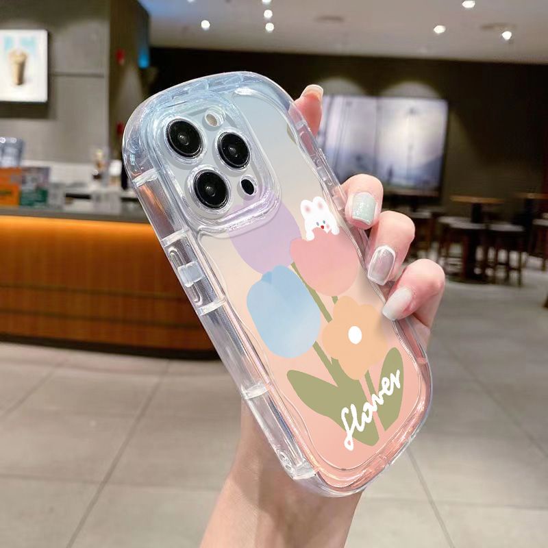 ✅Ốp Điện Thoại Mềm Trong Suốt Chống Sốc In Họa Tiết Hoa Tulip Cho Iphone Promax Xr xs 13 148P1112 7 DINZ