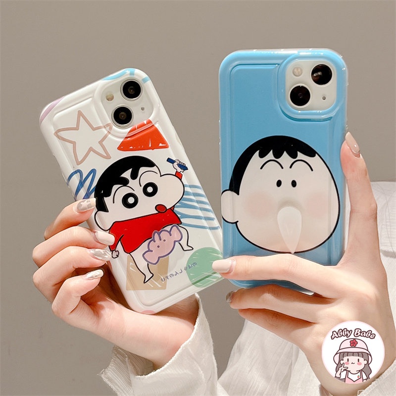 Ốp Điện Thoại TPU Mềm Chống Mồ Hôi In Họa Tiết Hoạt Hình Có Giá Đỡ Chocobi IP 14 Pro Max 11 12 11 Pro Max X XS