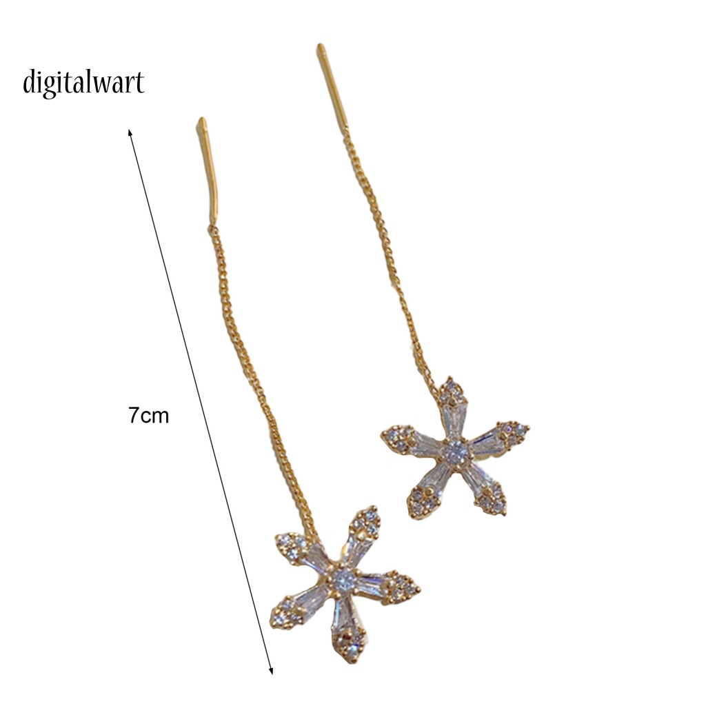 Kỹ Thuật Số| Đôi Khuyên Tai Dài Hình Hoa Đính Đá Thời Trang Cho Nữ