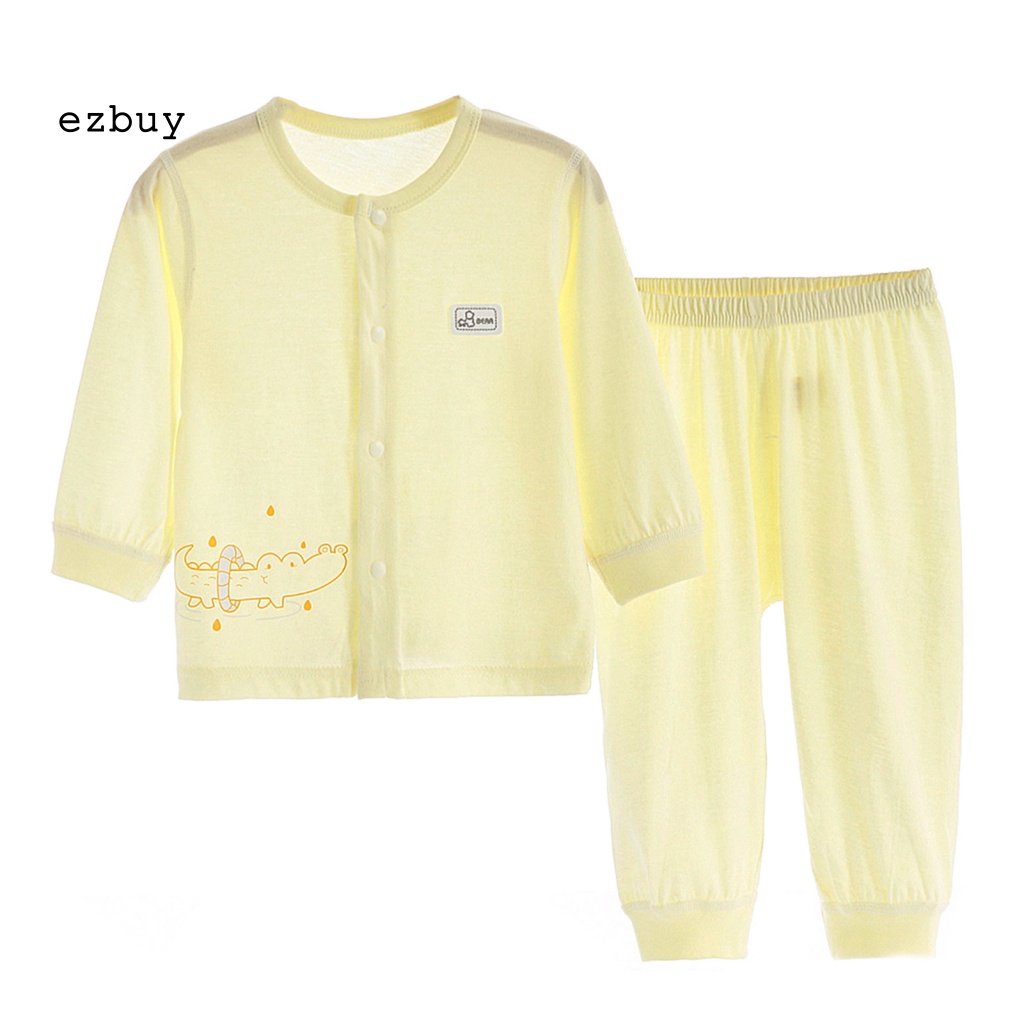 Bộ Đồ Ngủ 2 Món Tay Dài In Họa Tiết Hoạt Hình Động Vật Thân Thiện Với Da Thoáng Khí Thời Trang Mùa Hè Cho Bé