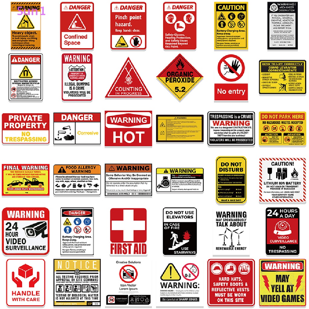 Set 75 Miếng Dán Cảnh Báo Nhắc Nhở Nhắc Nhở In Hình Biển Hiệu Trang Trí Laptop Hành Lý Sun1 &gt;